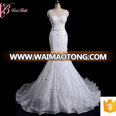 M Waimaotong Mermaid Wedding Dresses Custom Made Long Tail Lace Appliqued 2017